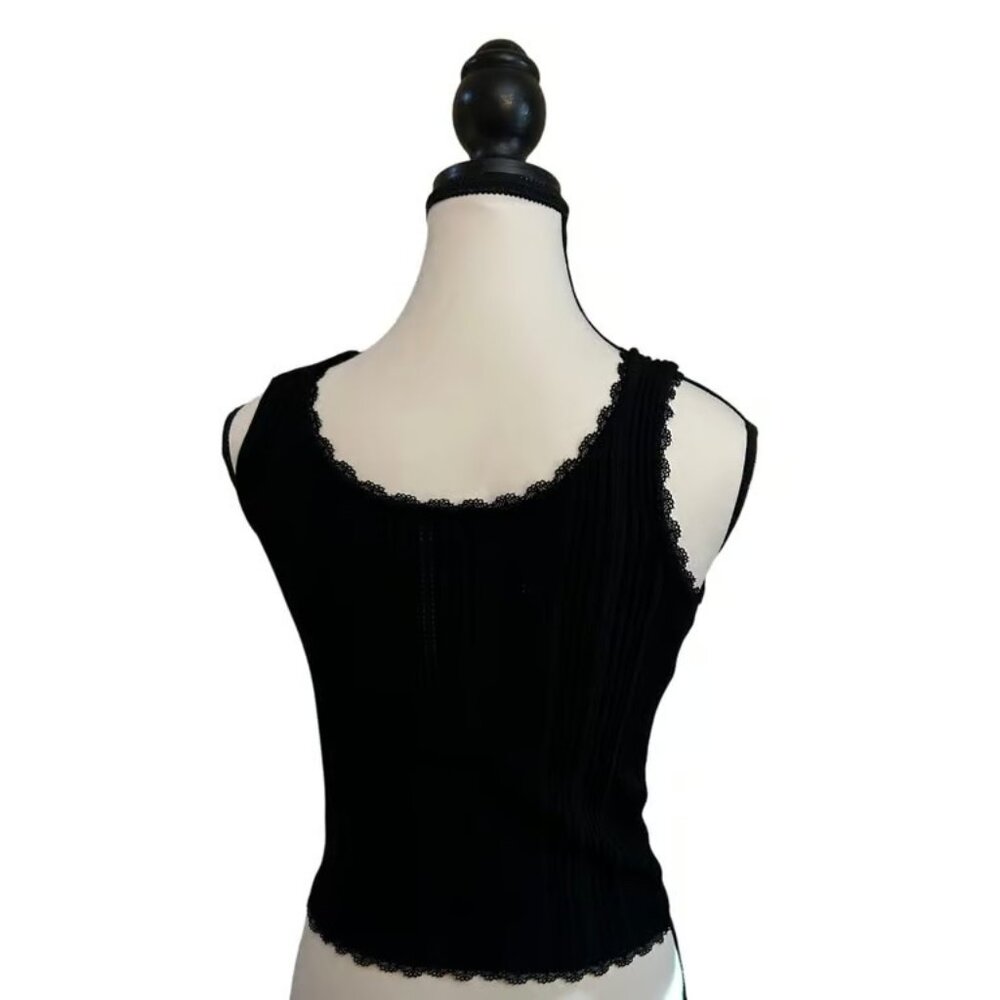 Altar'd State Intimates Black Lace Trim Ribbed Knit Tank Top Sleeveless - Picture 2 of 4